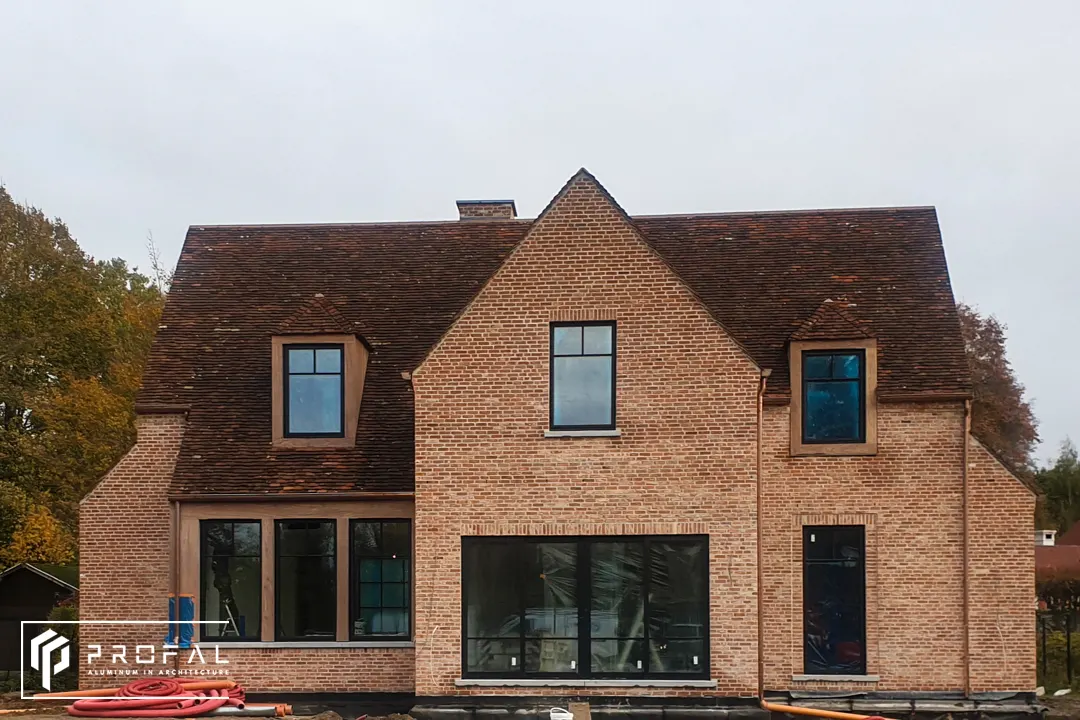 Minimalist, panoramic windows with a black frame